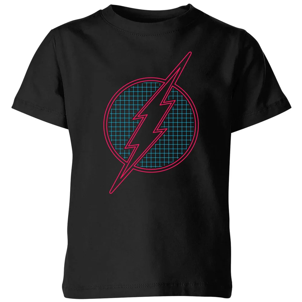 Justice League Flash Retro Grid Logo Kids' T-Shirt - Black - 3-4 Years Image 1