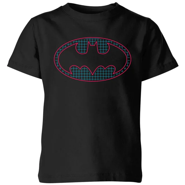 Justice League Batman Retro Grid Logo Kids' T-Shirt - Black