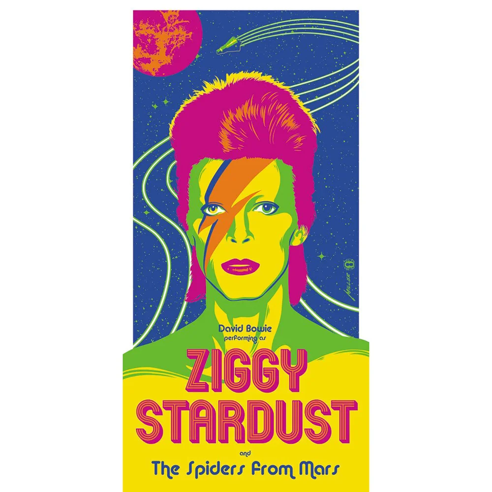 David Bowie - 'Ziggy Stardust' 12 x 24 Inches Limited Edition Screenprint by Brian Miller (Neon Colour Variant) Image 1