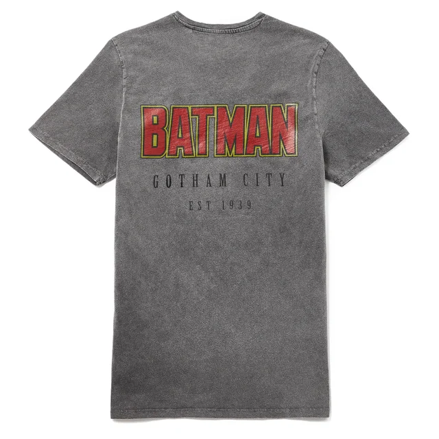 Batman 80th Anniversary Logo T-Shirt - Black Acid Wash