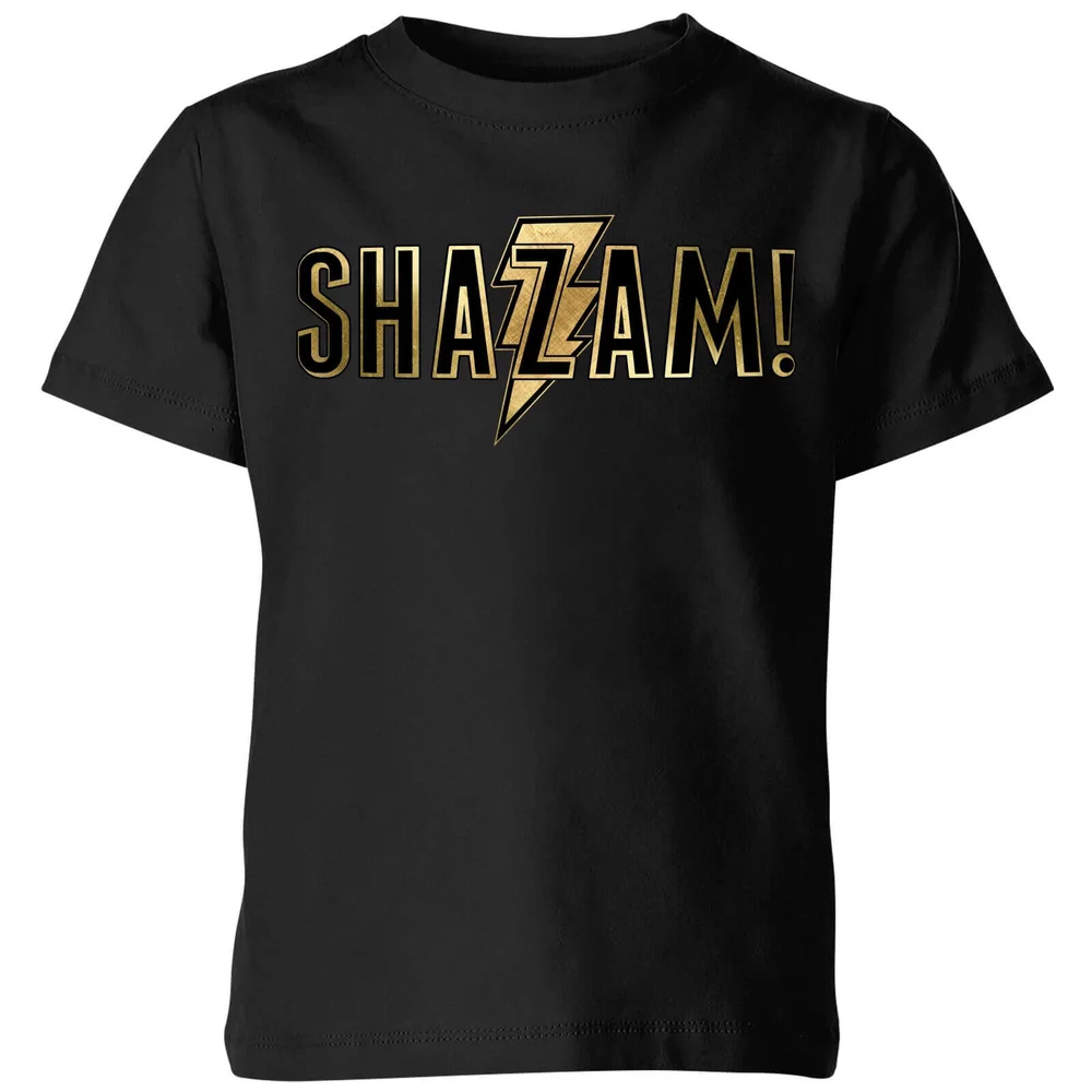 Shazam Gold Logo Kids' T-Shirt - Black - 3-4 Years Image 1