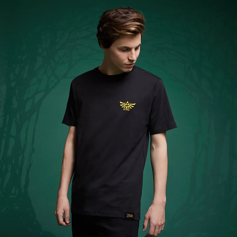 Legend Of Zelda Hyrule Crest Embroided T-Shirt - Black - 3XL Image 1