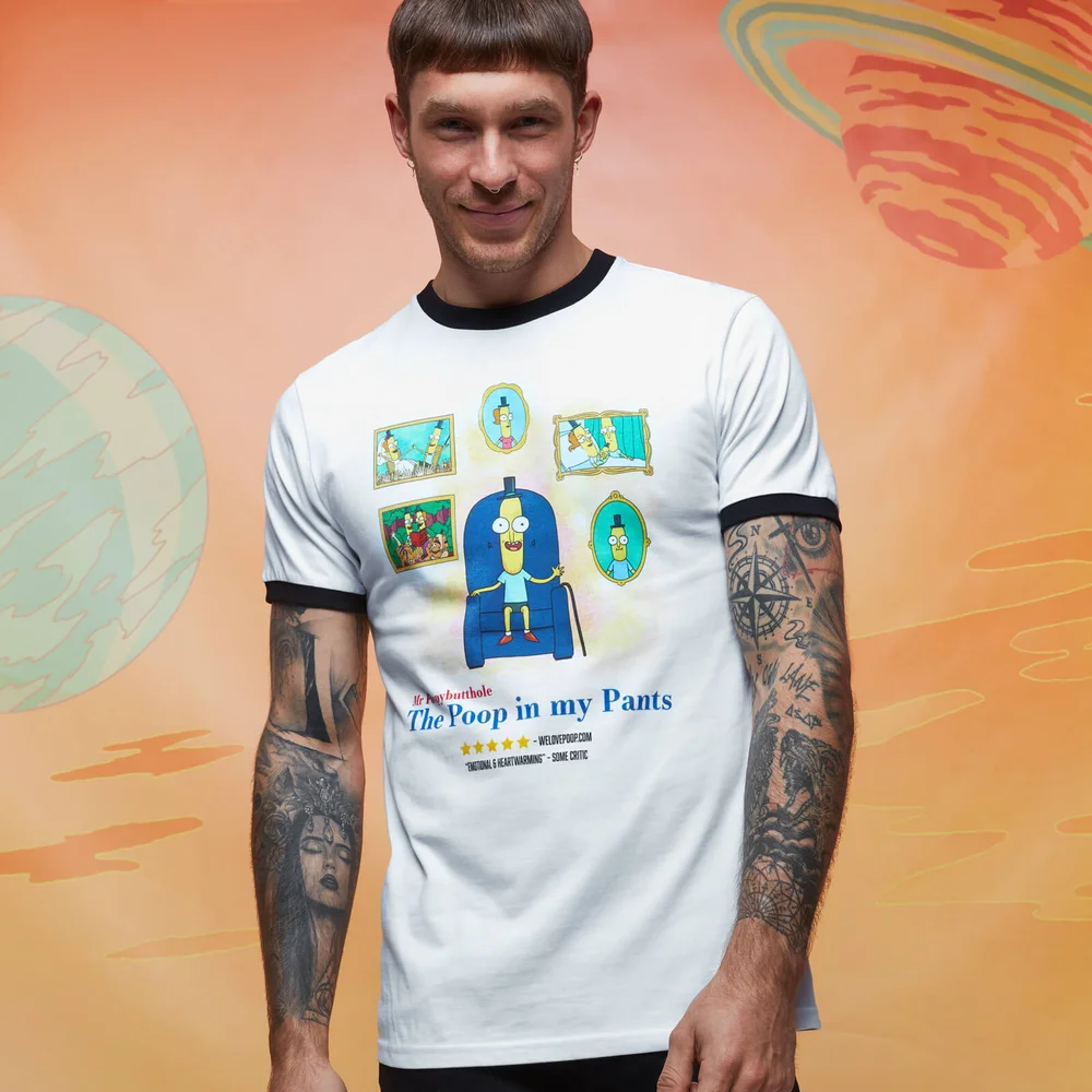 Rick and Morty Get Schwifty The Poop In My Pants Ringer - White/Black - L Image 1