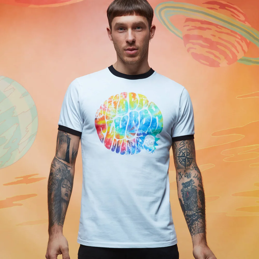 Rick and Morty Get Schwifty Wubba Lubba Dub Dub Rainbow Ringer - White/Black - XL Image 1
