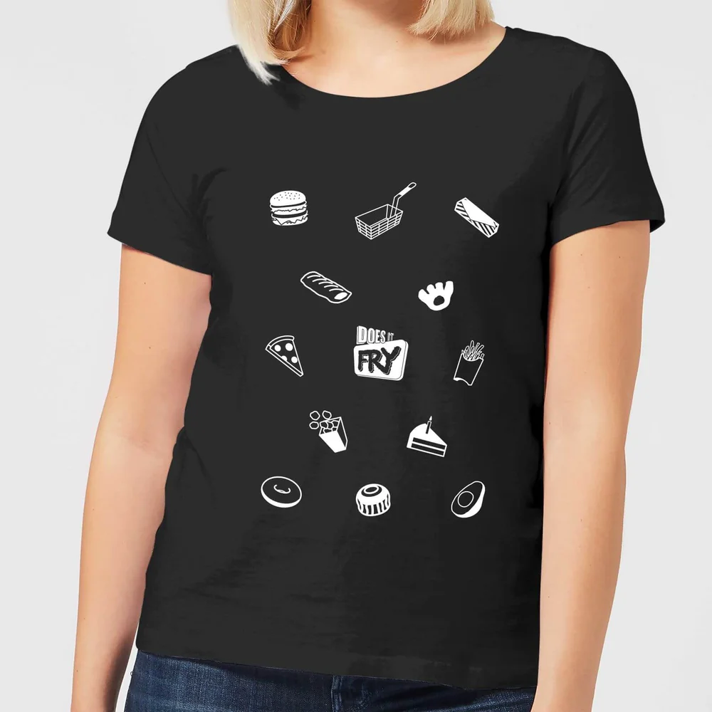 Does It Fry Pattern Women's T-Shirt - Black - 3XL Image 1