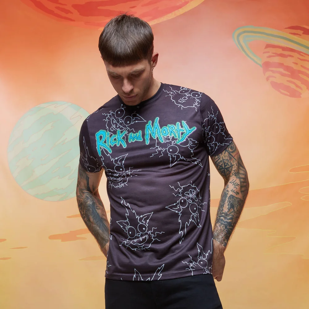 Rick & Morty Squanchy Sublimated T-Shirt - Black - XS Image 1