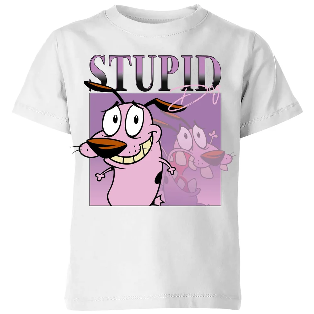 Cartoon Network Spin-Off Courage The Cowardly Dog 90s Photoshoot Kids' T-Shirt - White - 3-4 Years Image 1