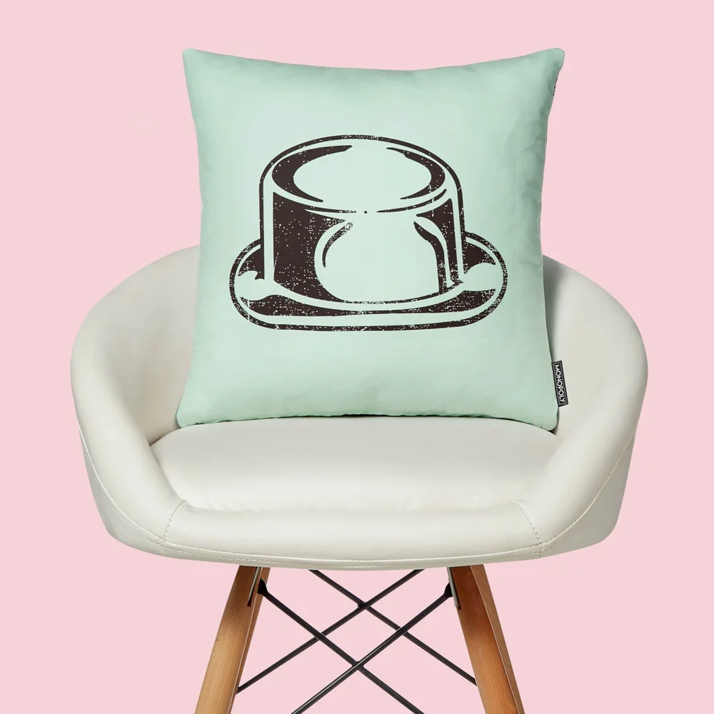 Monopoly Hat Letterpress Square Cushion - 40x40cm - Soft Touch Image 1