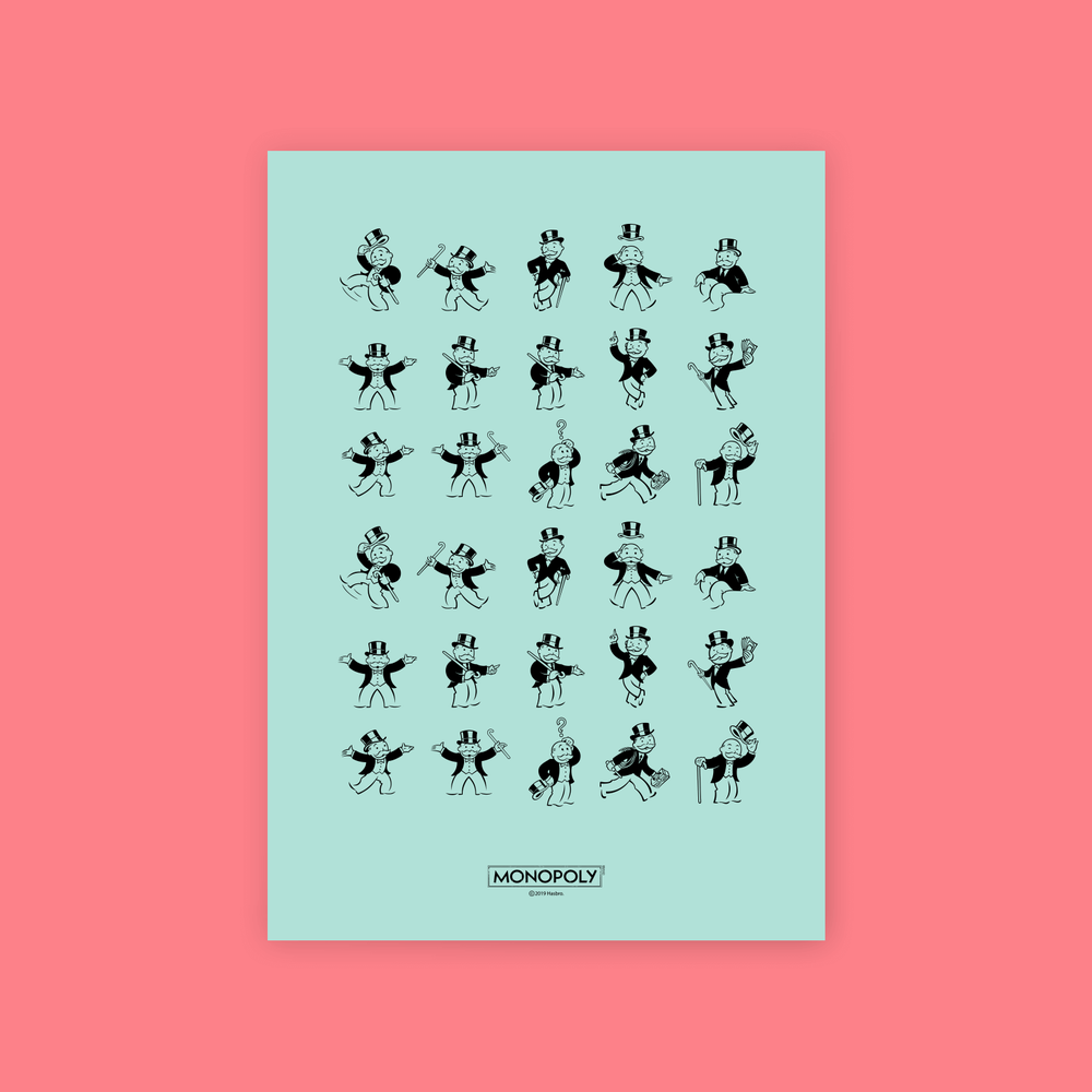 Monopoly Mr Monopoly Letterpress Art Print - A4 Image 1