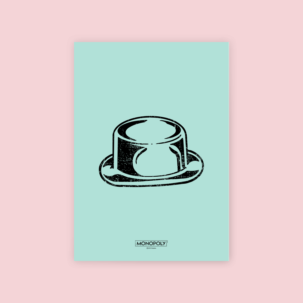 Monopoly Hat Letterpress Art Print - A4 Image 1