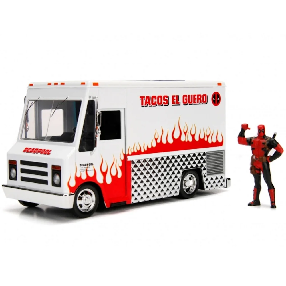 Jada Die Cast Marvel 1:24 Taco Truck and Deadpool Figure Image 1