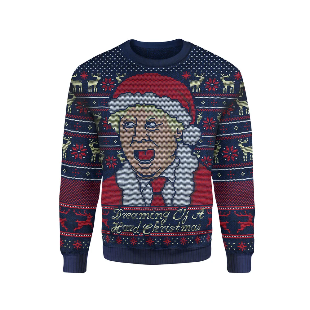 IWOOT Exclusive Boris Johnson Knitted Christmas Jumper - Navy - XL Image 1