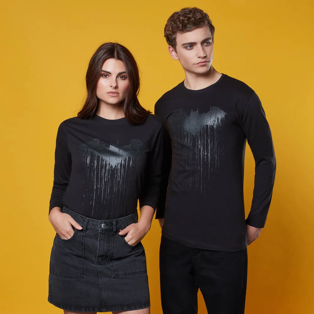 Batman Dripping Logo Long Sleeved T-Shirt - Black - S Image 1