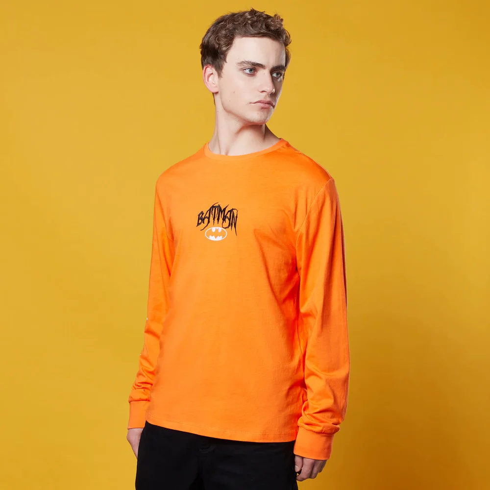 Batman Embroidered Chest Long Sleeve T-Shirt - Orange - XS Image 1