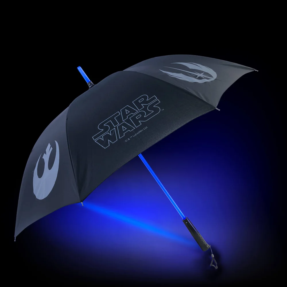 Star Wars Official Light up Lightsaber Umbrella with Torch Handle - Light Side (Blue) - Zavvi Exclusive Image 1