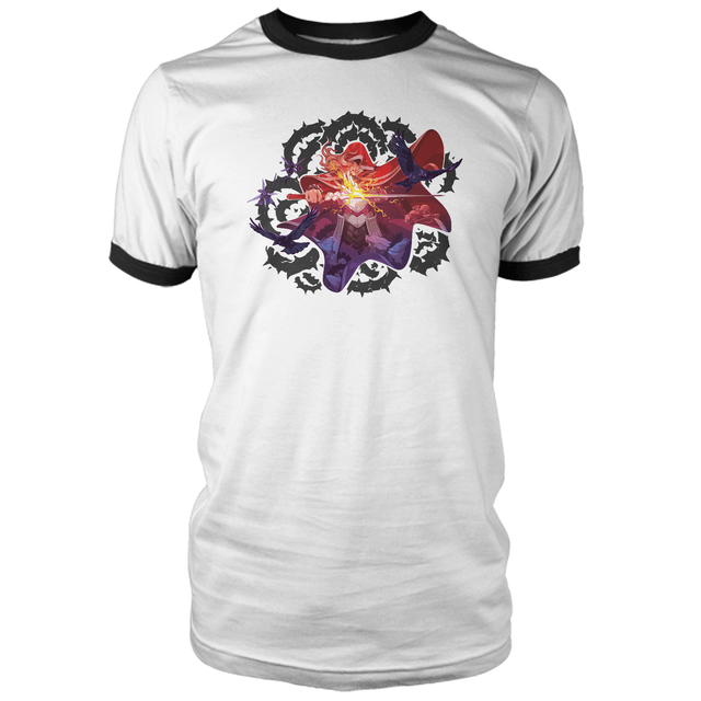 Magic The Gathering Throne of Eldraine Lil Red Rowan Hood White / Black Ringer T-Shirt - White