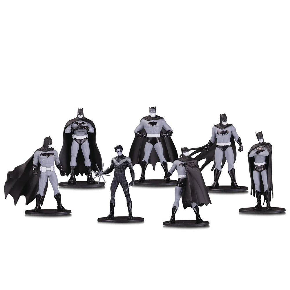 DC Collectibles Batman Black & White Mini PVC Figure 7 Pack Set 1 Image 1