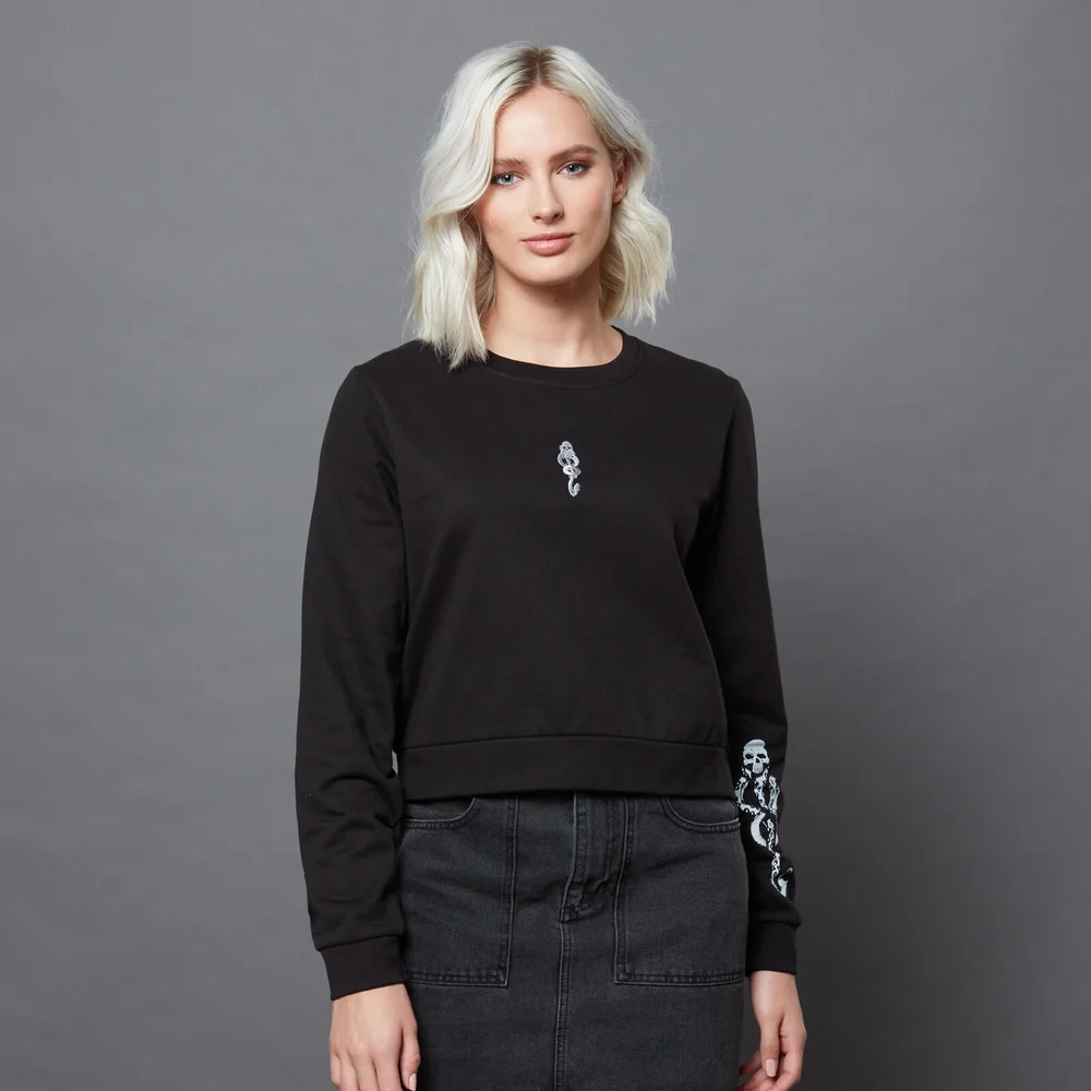 Harry Potter The Dark Arts The Dark Mark Tattoo Cropped Sweatshirt With Embroidery - Black - XS Image 1