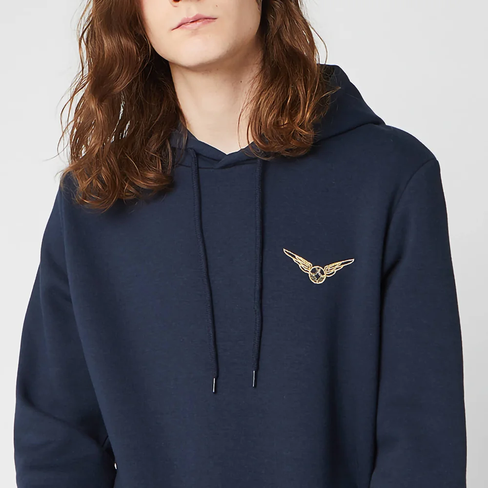 Harry Potter Golden Snitch Unisex Embroidered Hoodie - Navy - S Image 1