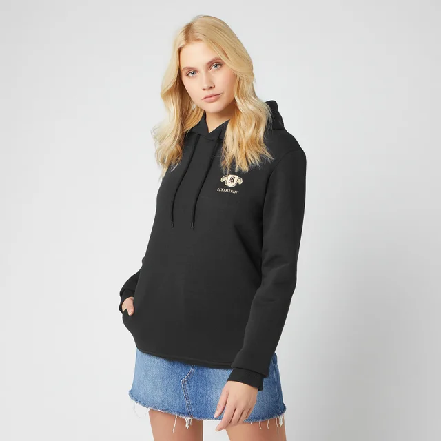 Harry Potter Slytherin Unisex Embroidered Hoodie - Black