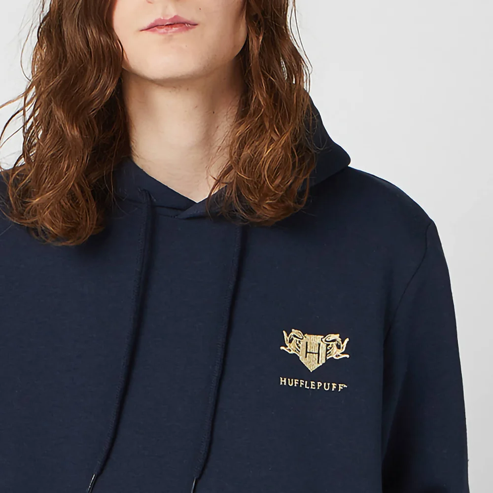 Harry Potter Hufflepuff Unisex Embroidered Hoodie - Navy - S Image 1