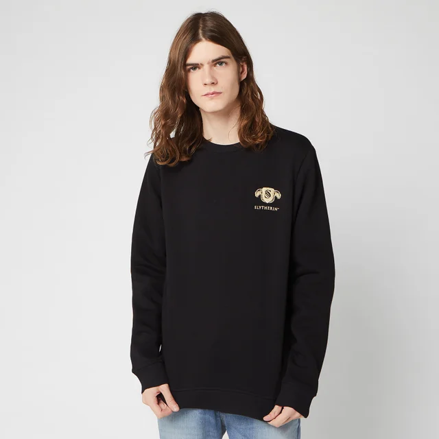 Harry Potter Slytherin Unisex Embroidered Sweatshirt - Black