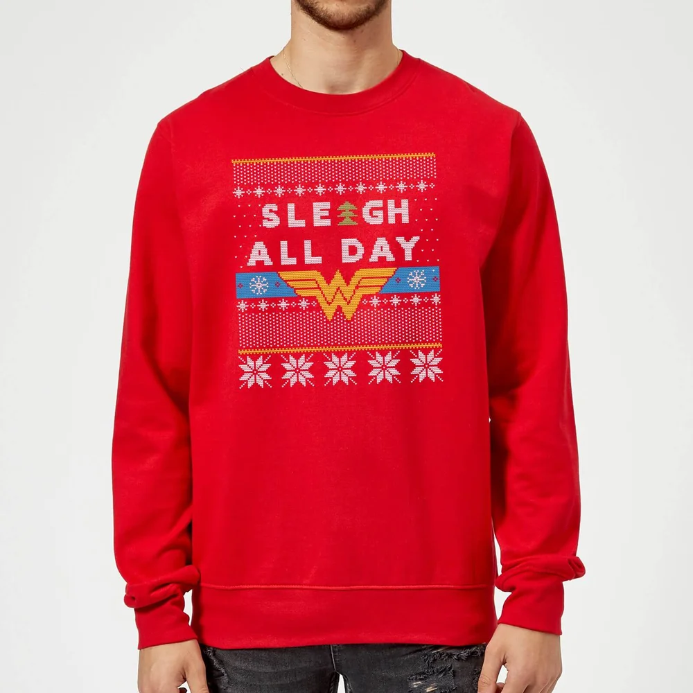 Wonder Woman 'Sleigh All Day Christmas Jumper - Red - L Image 1