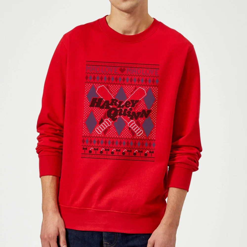 Harley Quinn Christmas Jumper - Red - S Image 1