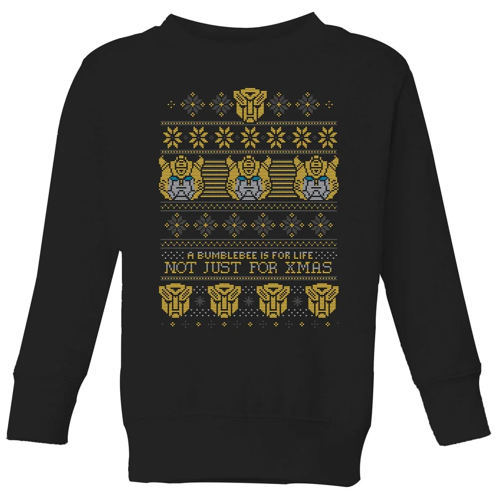Bumblebee Classic Ugly Knit Kids' Christmas Jumper - Black - 3-4 Years Image 1