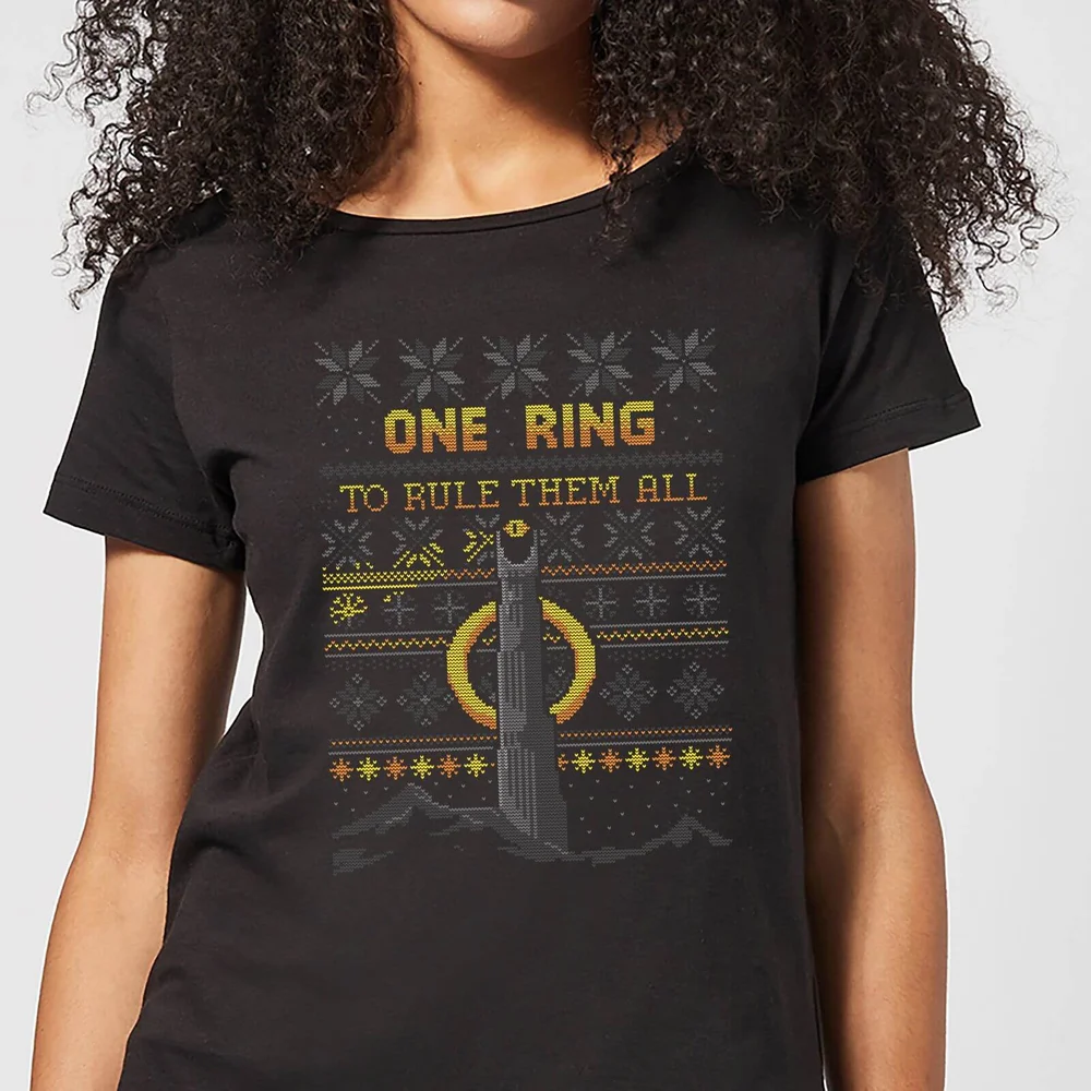 The Lord Of The Rings One Ring Women's Christmas T-Shirt in Black - S Image 1