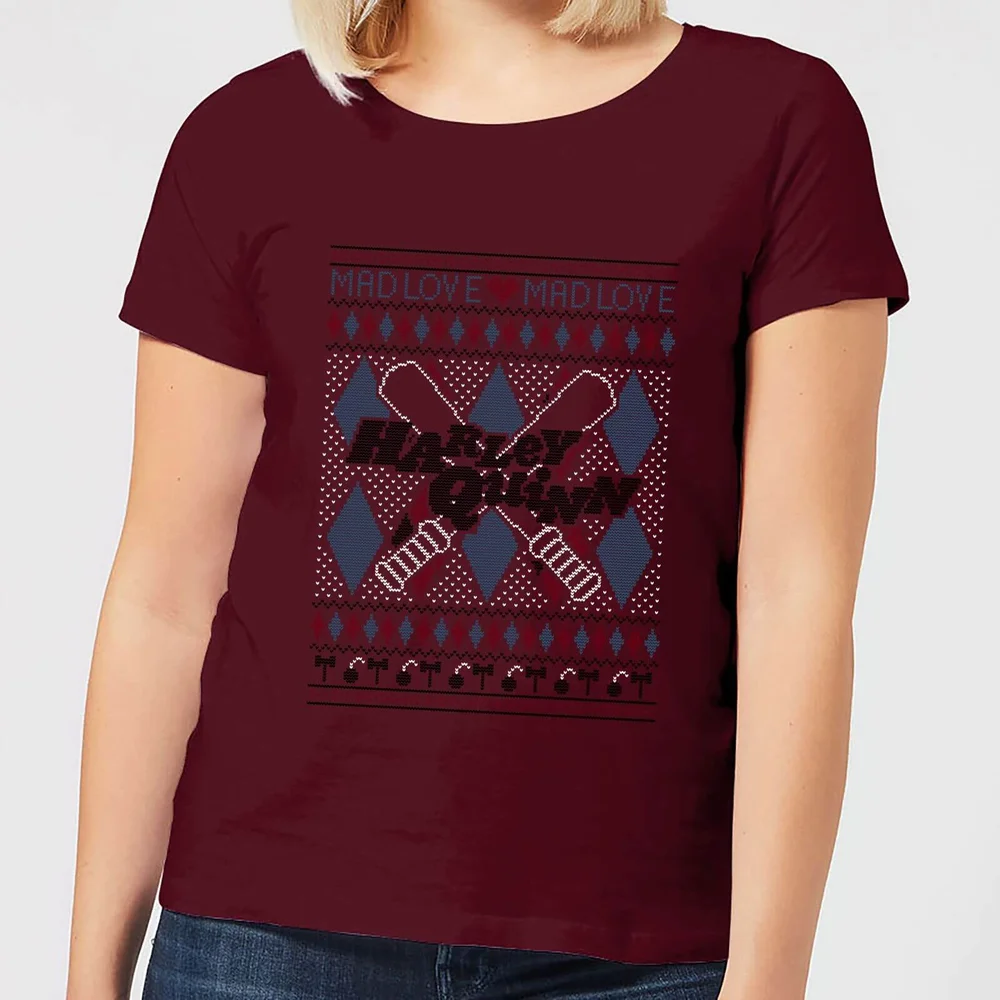Harley Quinn Women's Christmas T-Shirt - Burgundy - S Image 1