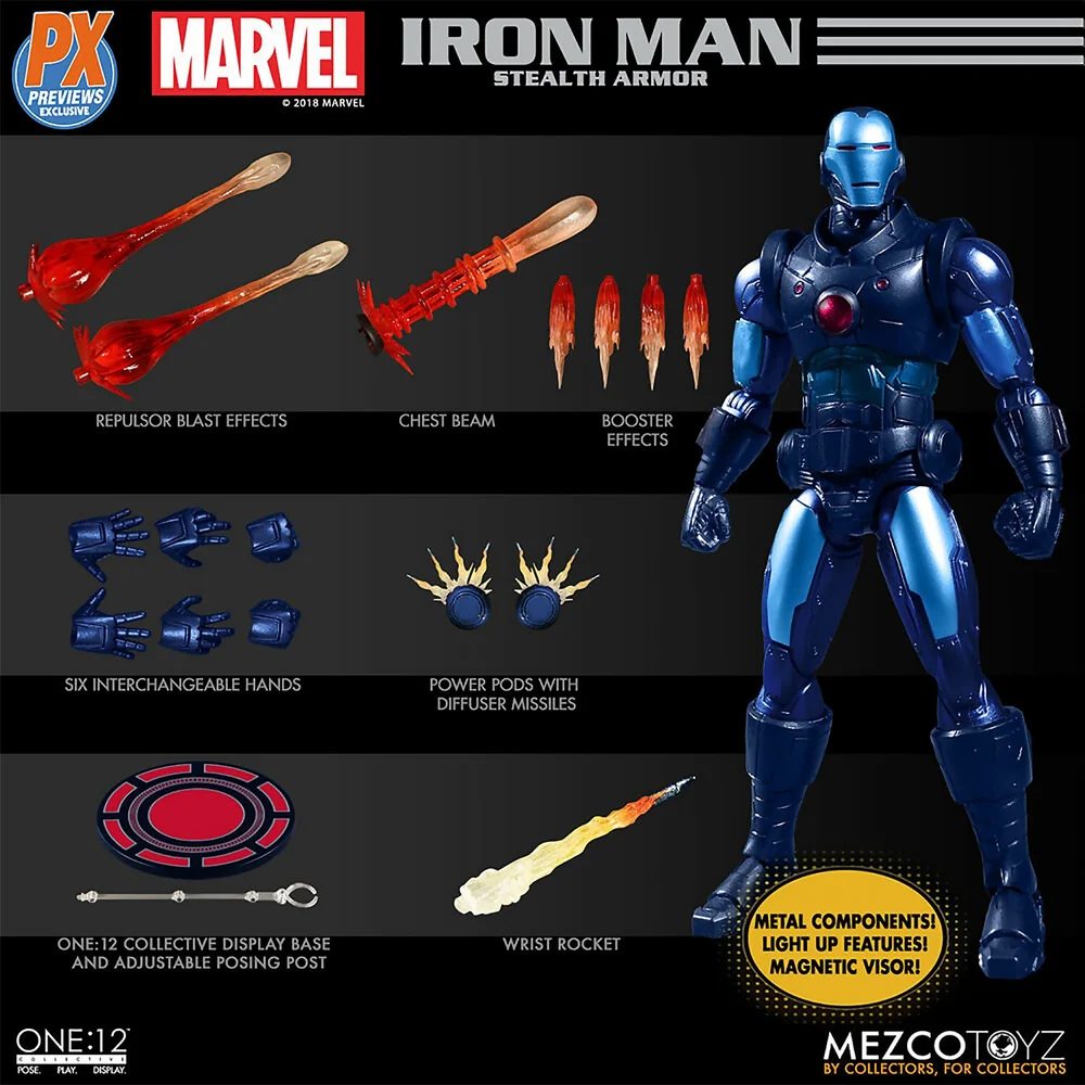 Mezco One:12 Collective Marvel Comics Iron Man Figure (Stealth Armor Suit Version) Image 1