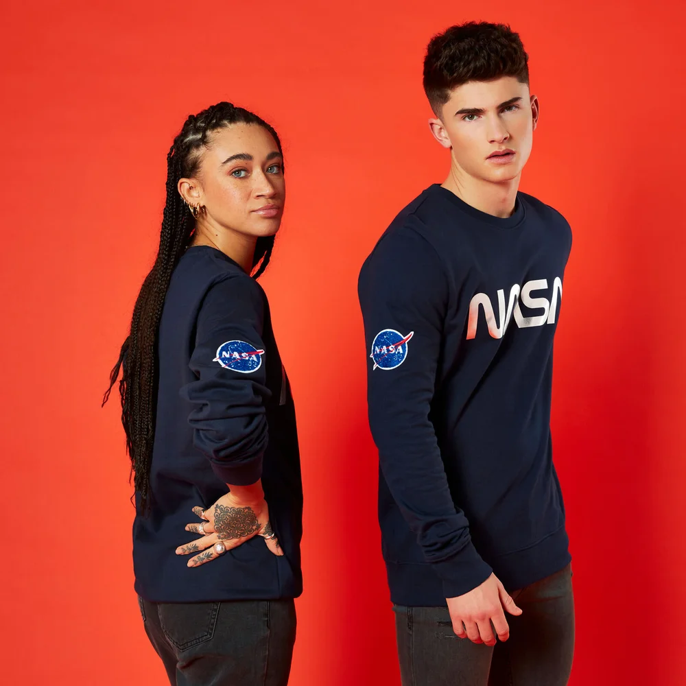 NASA Metallic Logo Unisex Sweatshirt - Navy - S Image 1
