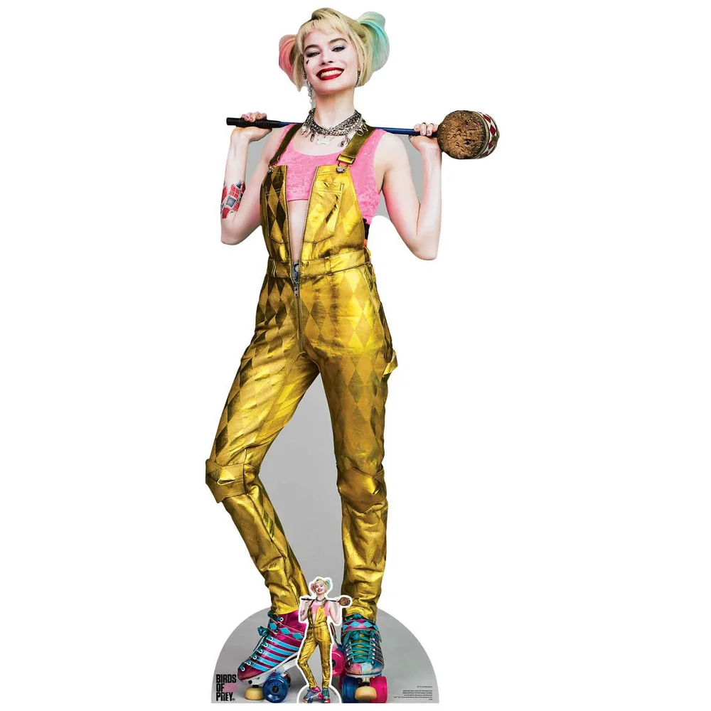Birds of Prey Harley Quinn in Gold Jumpsuit Lifesized Cardboard Cut Out Image 1