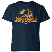Jurassic Park Logo Tropical Kids' T-Shirt - Navy - undefined undefined