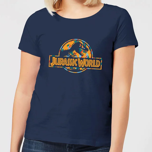 Jurassic Park Logo Tropical Women's T-Shirt - Navy