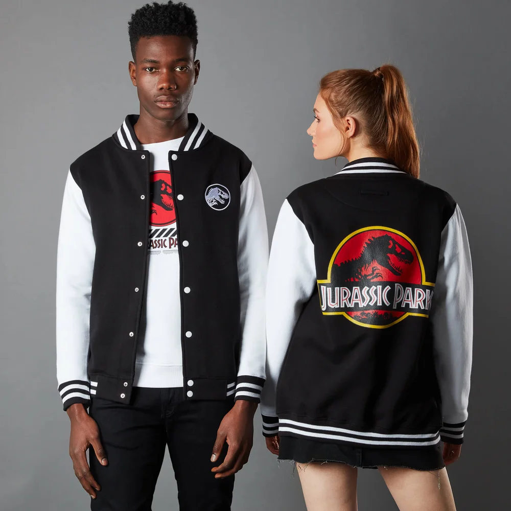 Jurassic Park Priimal Ranger Logo Unisex Varsity Jacket - Black/White - M - Black/White Image 1