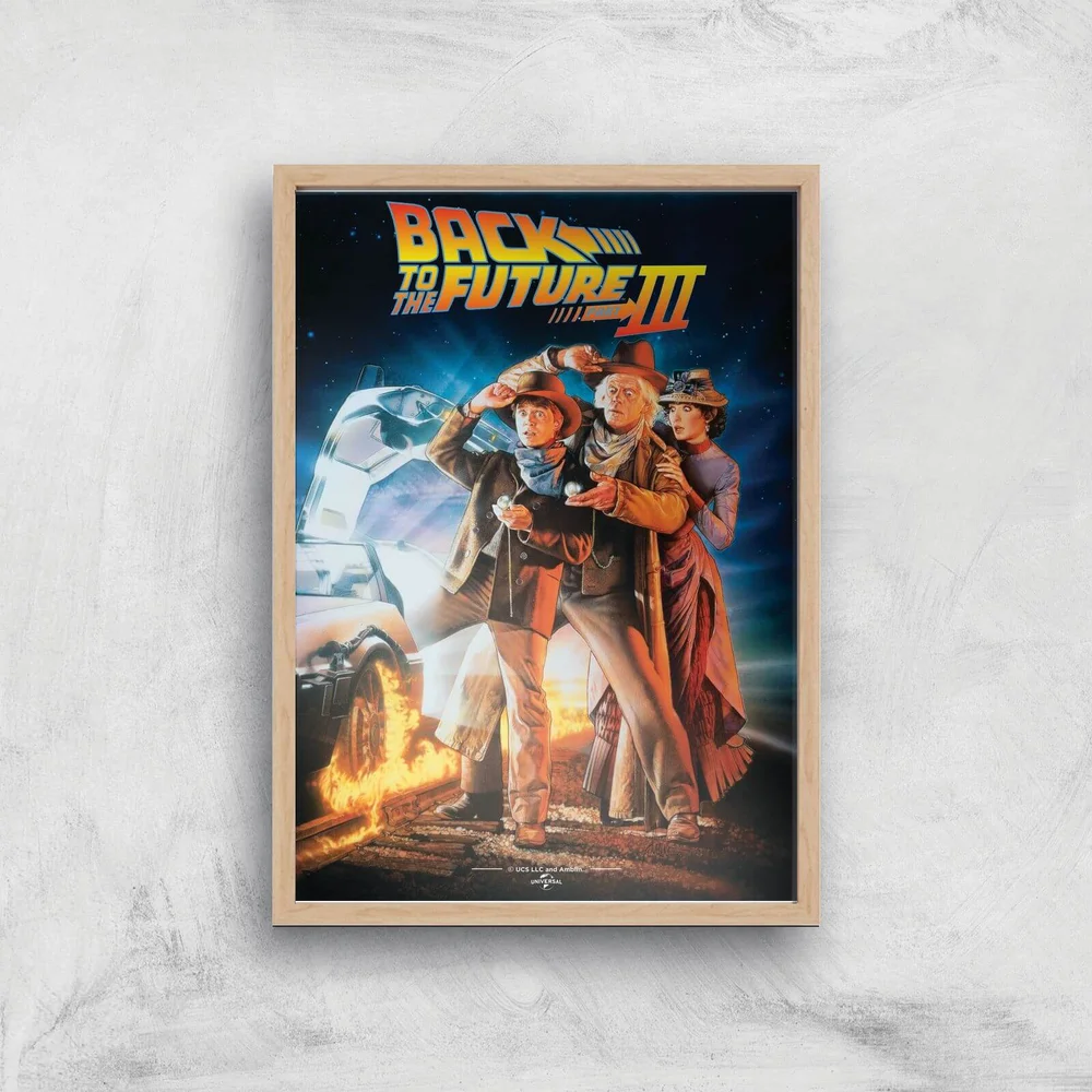Back To The Future Part 3 Giclee Art Print - A3 - Wooden Frame Image 1