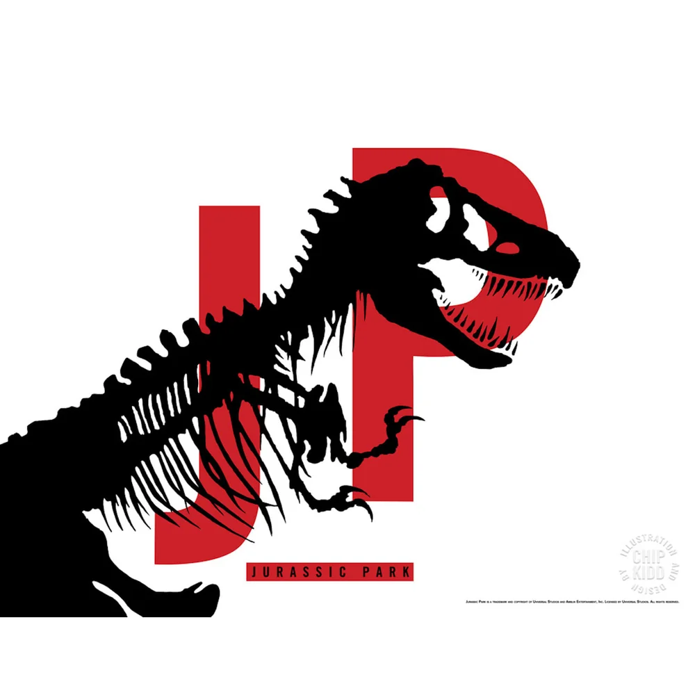 Jurassic Park Original Logo Screenprint with Letterpress by Chip Kidd - White Image 1