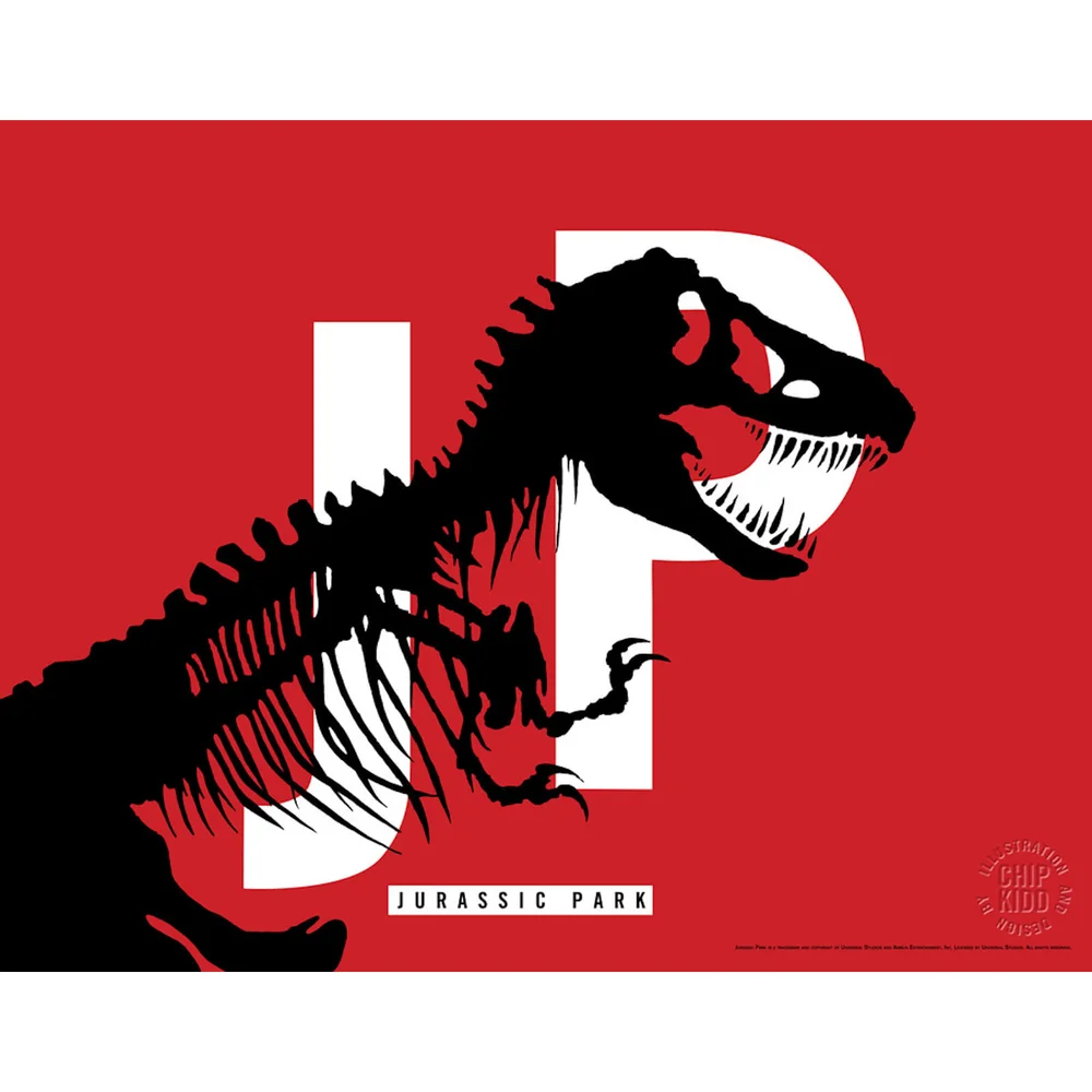 Jurassic Park Original Logo Screenprint with Letterpress by Chip Kidd - Red Image 1