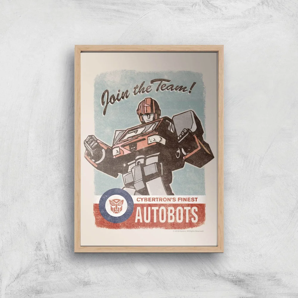 Transformers Join The Team Art Print - A4 - Wooden Frame Image 1