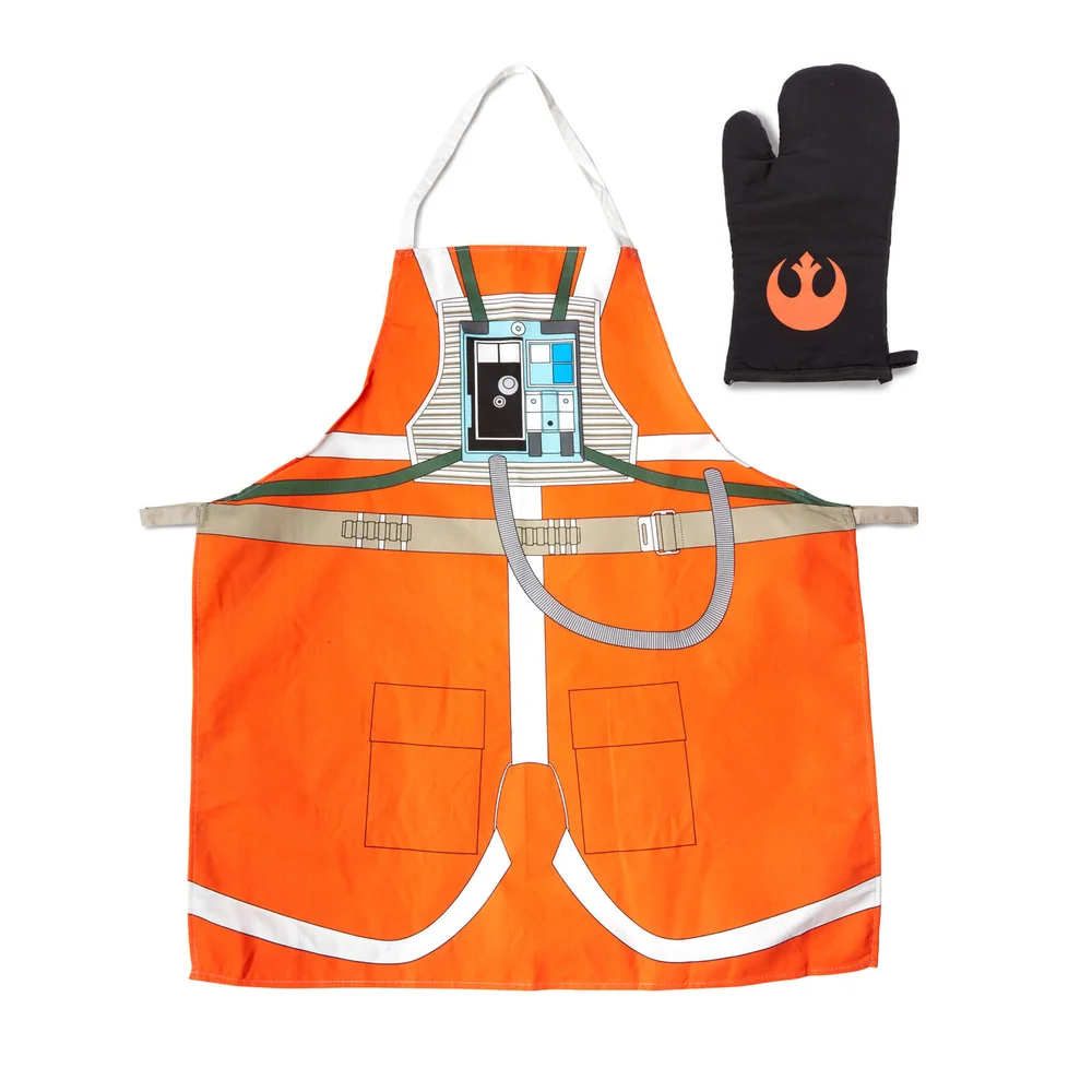 Star Wars Luke Pilot Apron & Oven Mitt Set In Glass Pot Image 1