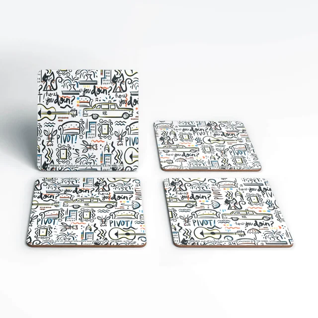 Friends Pattern Square Coaster Set