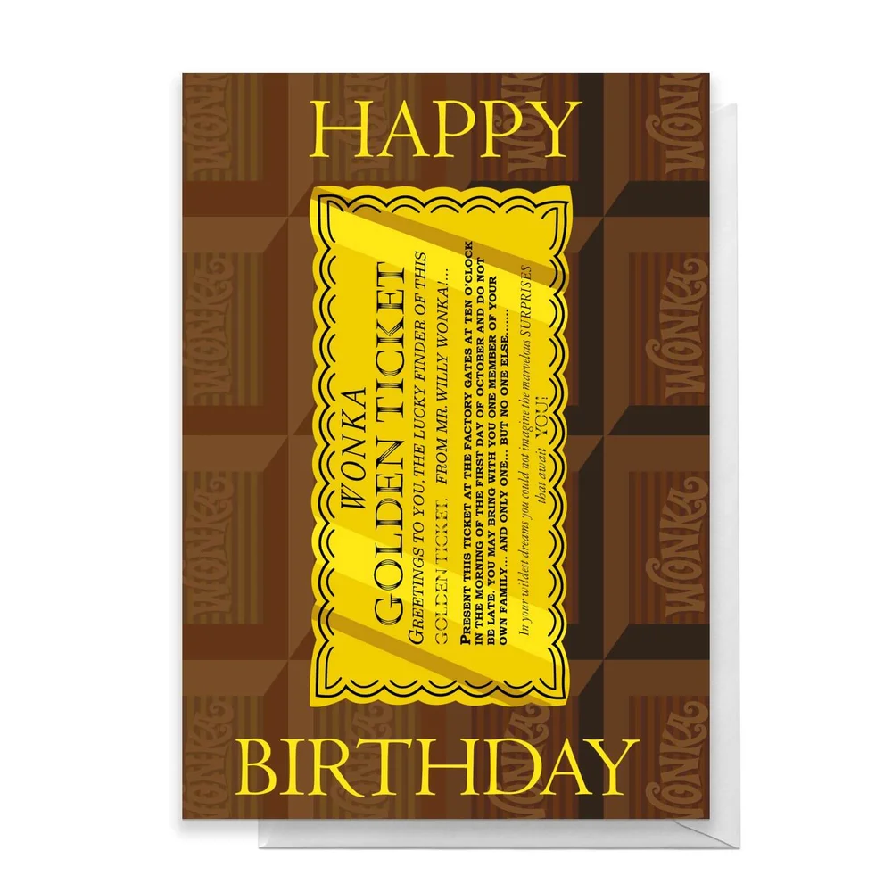 Willy Wonka Golden Ticket Birthday Greetings Card - Standard Card Image 1