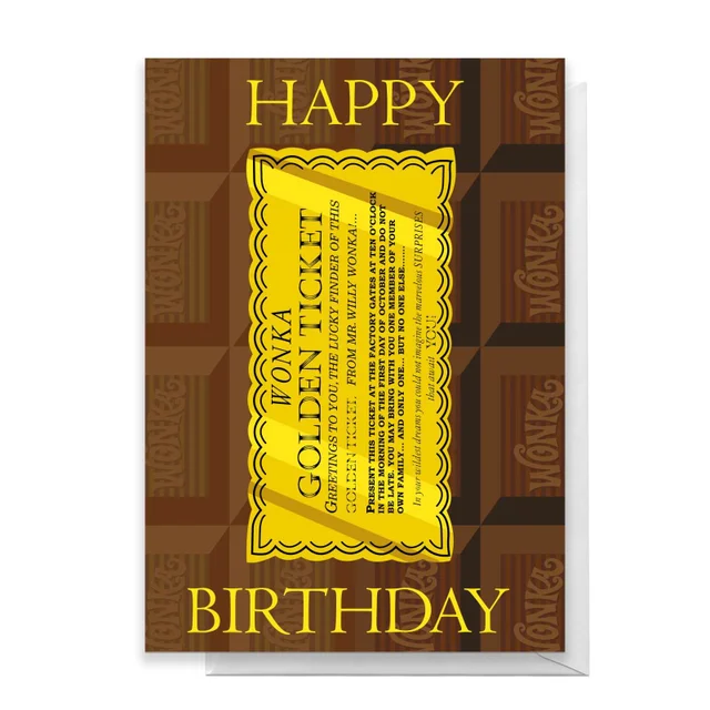 Willy Wonka Golden Ticket Birthday Greetings Card