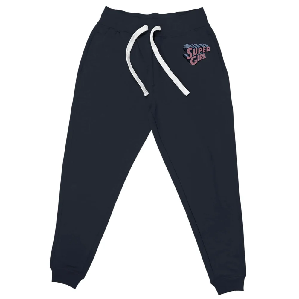 DC Super Girl Embroidered Unisex Joggers - Navy - S Image 1