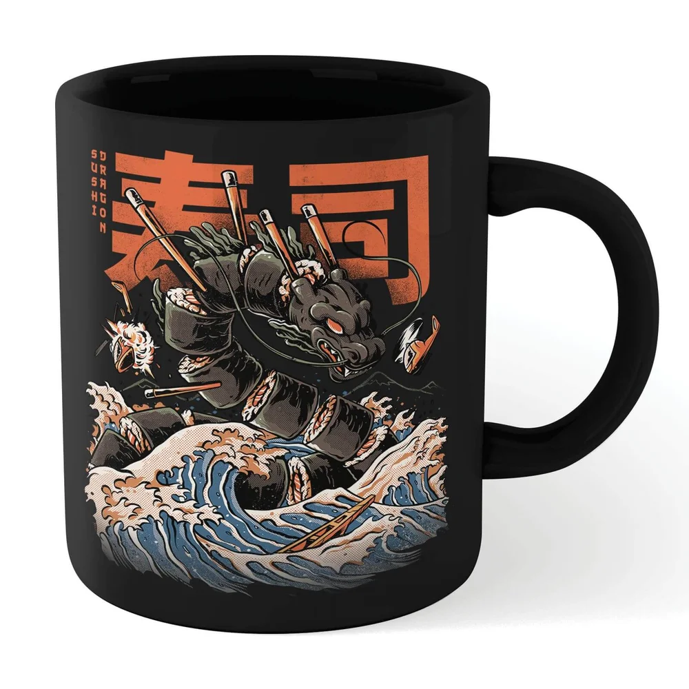 Ilustrata Sushi Dragon Mug - Black Image 1