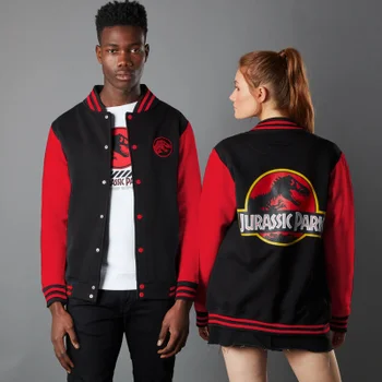 Jurassic Park Priimal Limited Variant Ranger Logo Unisex Varsity Jacket - Black/Red