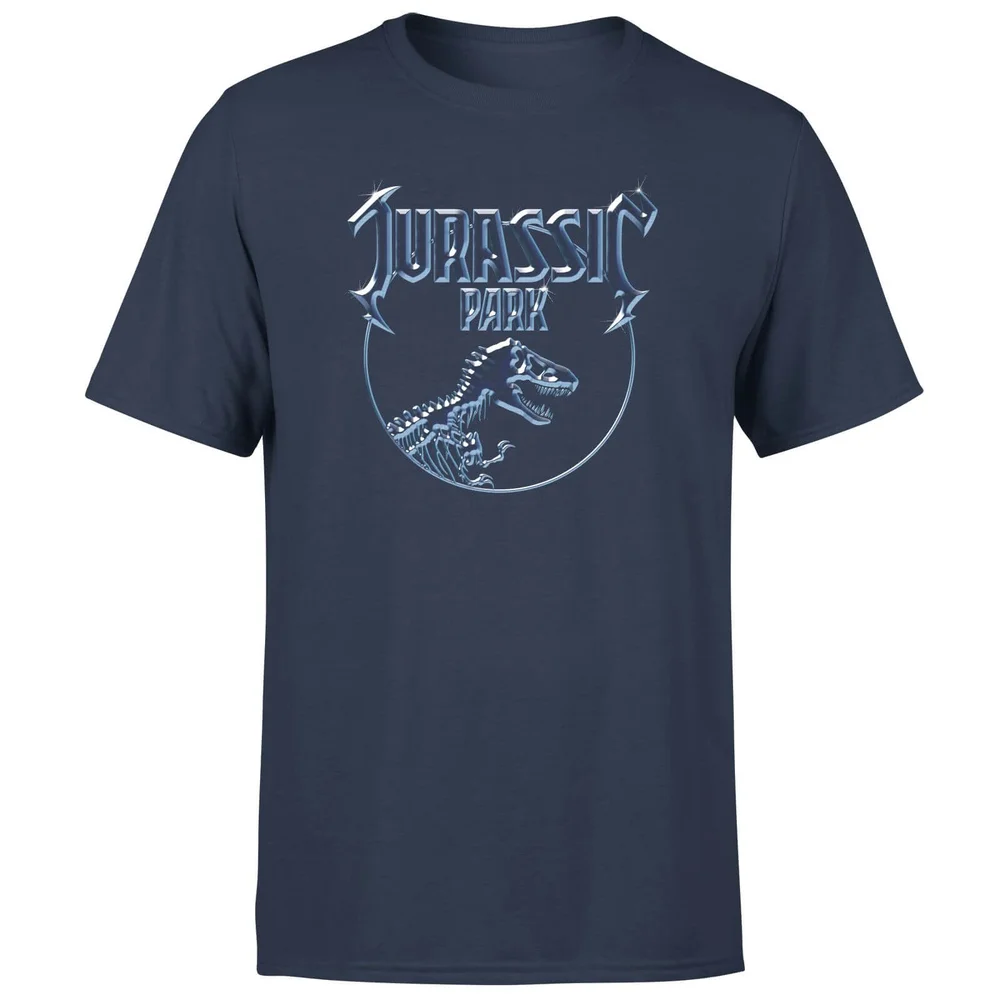 Jurassic Park Logo Metal Men's T-Shirt - Navy - S Image 1