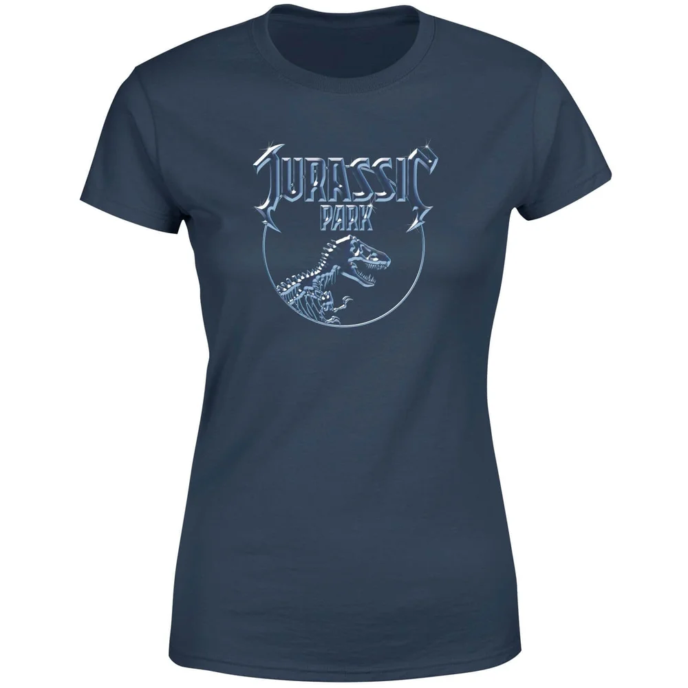 Jurassic Park Logo Metal Women's T-Shirt - Navy - S Image 1